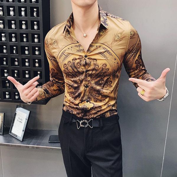 

men's casual shirts 2021 luxury printed mens baroque designers camisa social club night bar slim fit camiseta masculina, White;black