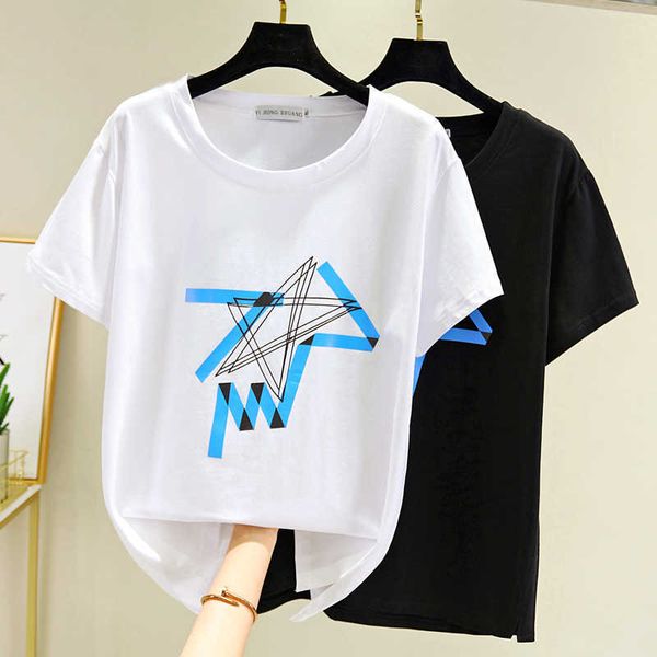 Plus size Harajuku Lettera Stampa T Shirt Estate O-Collo Punk Maglietta Casual Manica corta Streetwear Donna Top Tee Shirt 210604