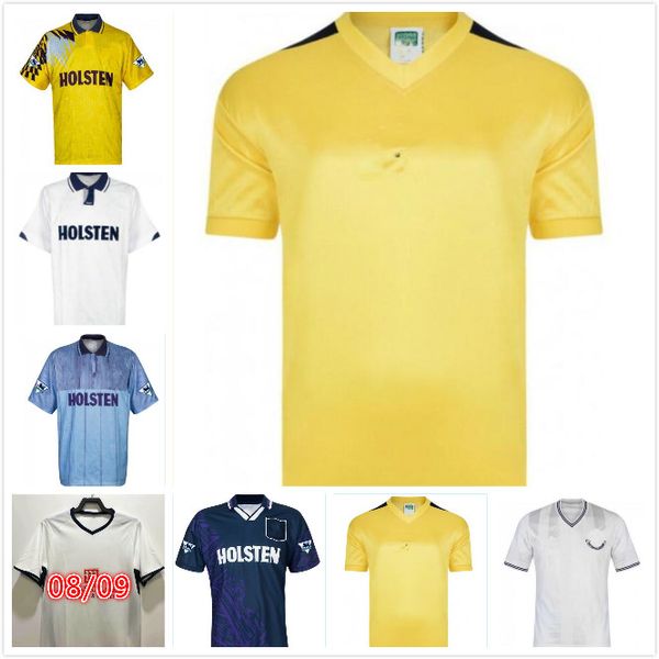 

1991 92 93 94 95 98 99 gascoigne retro soccer jersey mabbutt ruddock sheringham lineker klinsmann carr ferdinand football shirt, Black;yellow