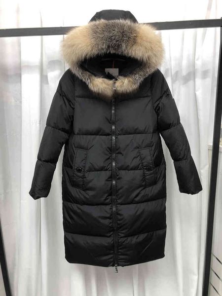 

women monclair jacket nylon short down wholesale zipper closure pockets belt thick warm coat classic designer woman fur hood winter loose, Black