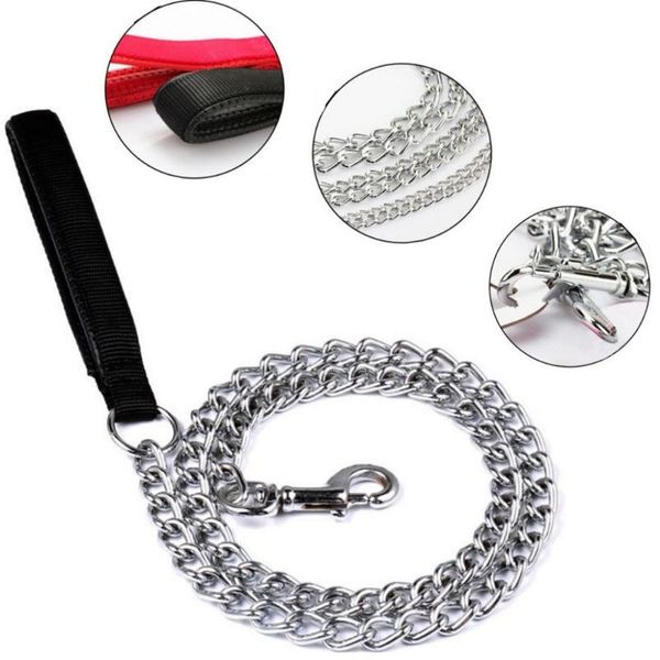 

dog collars & leashes pet leash double thick nylon handle soft form padded strong iron chain for large small