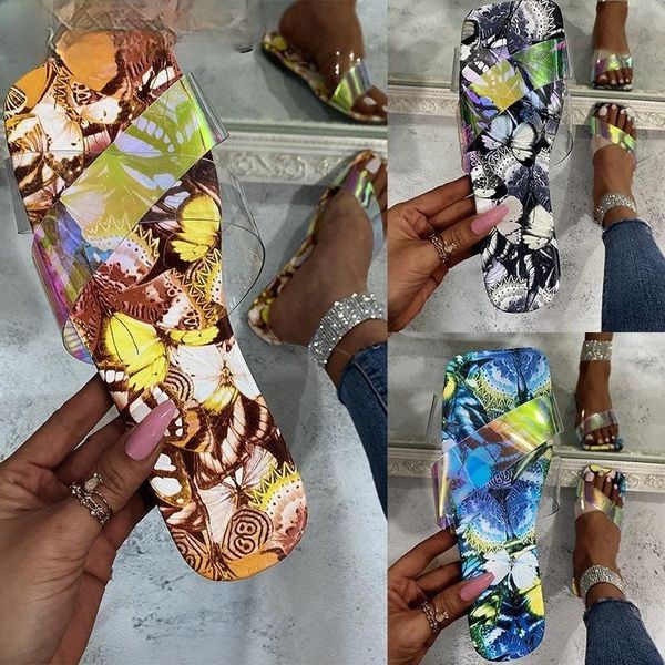 

women slippers pvc crystal rome flats shoes 2021 casual slides blue sandals flip flops femme summer slipper mujer, Black