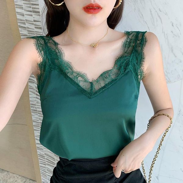 

women's tanks & camis lace tank 2021 women solid plus size spaghetti strap summer shirts backless casual basic, White