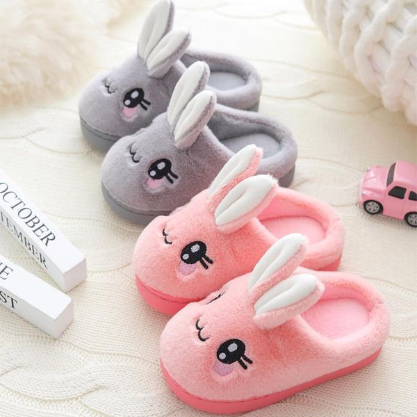 

baby girls cotton slippers winter children's plush boys home indoor shoes furry kids, Black