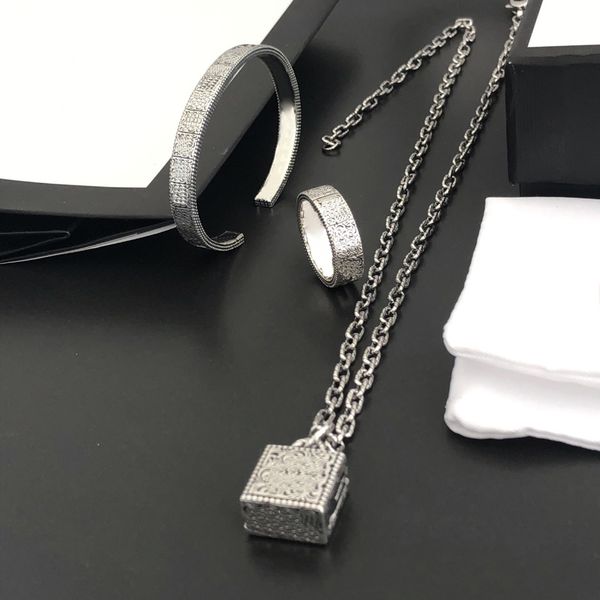 

retro classic bracelet necklace rings suit man woman chain bracelets necklaces jewelry simplicity fashion tidal current, Black