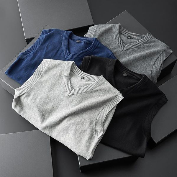 

men's vests pure cotton sports casual vest bottoming v-neck solid color all-match sweater sleeveless t-shirt basketball, Black;white