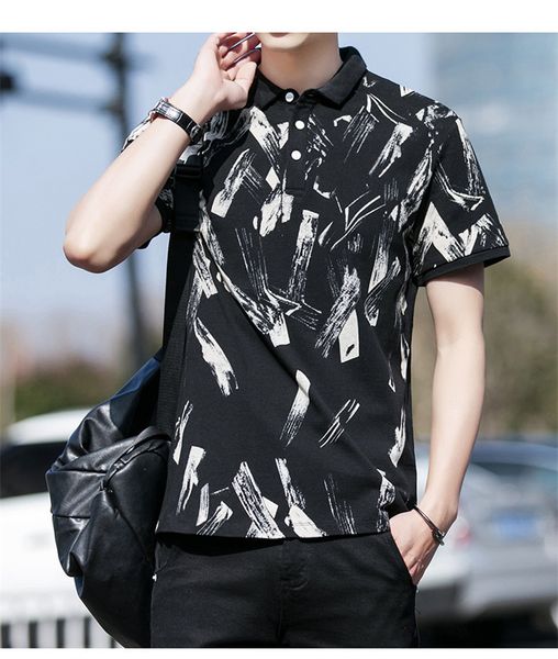 

designer polos summer short sleeve tshirts fashion print slim teenager shirts men polo mens luxury, White;black