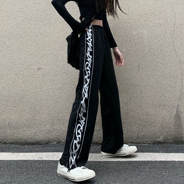

women's jeans graphic black summer pants, harajuku punk casual loose autumn funny fashion for men, hip hop, japanese pants omrh, Blue