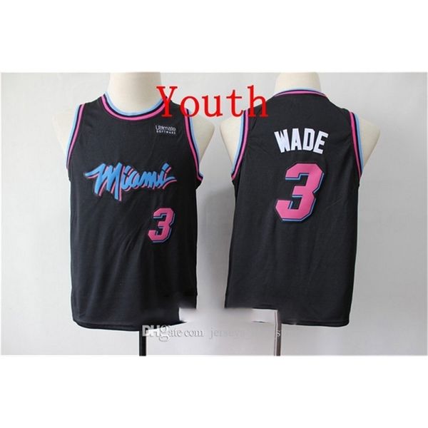 

kids\rmiami\rheat 3 dwyane\rwade jersey majestic black vintage city youth edition basketball jerseys 2020