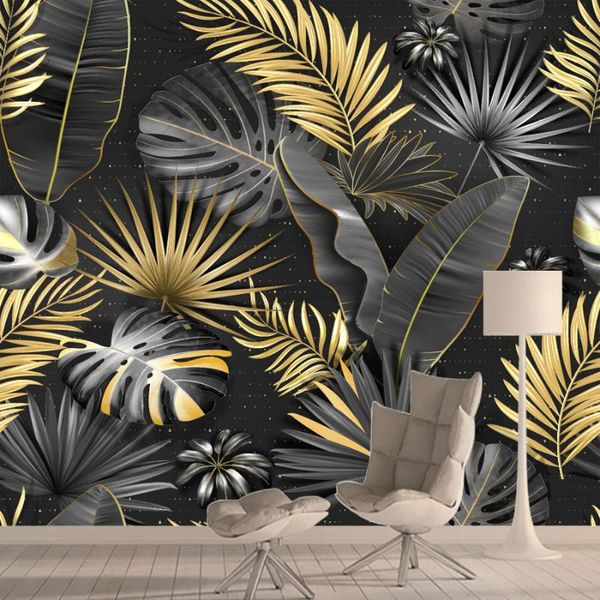 

wallpapers custom any size modern tropical leaves 3d murals for living room walls paper home decor sofa background wall rolls