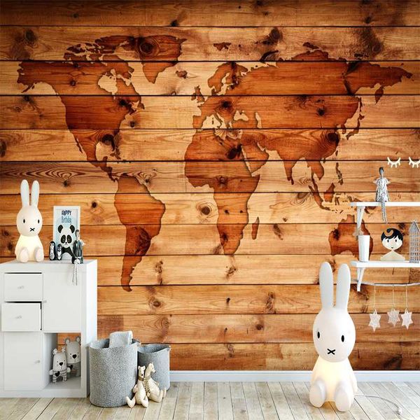 

wallpapers milofi 3d custom wallpaper wood color world plate map