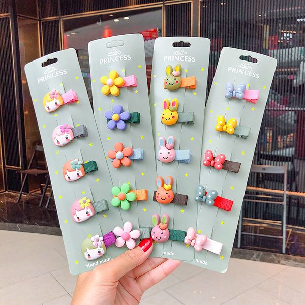 

5 p/set pretty new coloured girls from the cartoon flower hairpins sweet children barrettes bandana staples fashion hair accessories, Golden;silver