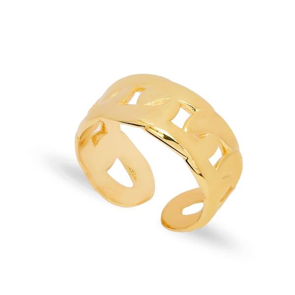 

cluster rings crub shape open ring silver chain pattern turkish handmade 925 sterling adjustable, Golden;silver