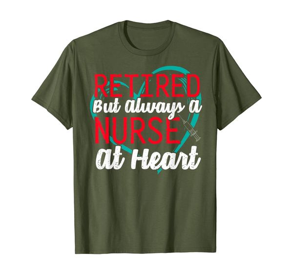 

retired nurse at heart nursing retirement gift tshirt, White;black