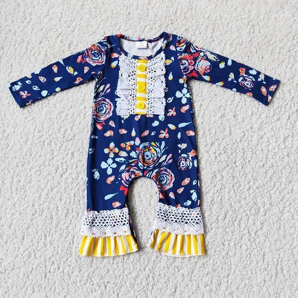 

jumpsuits wholesale fashion baby girl blue long sleeves lace born children flower christmas tree pajamas infant clothes clothing romper