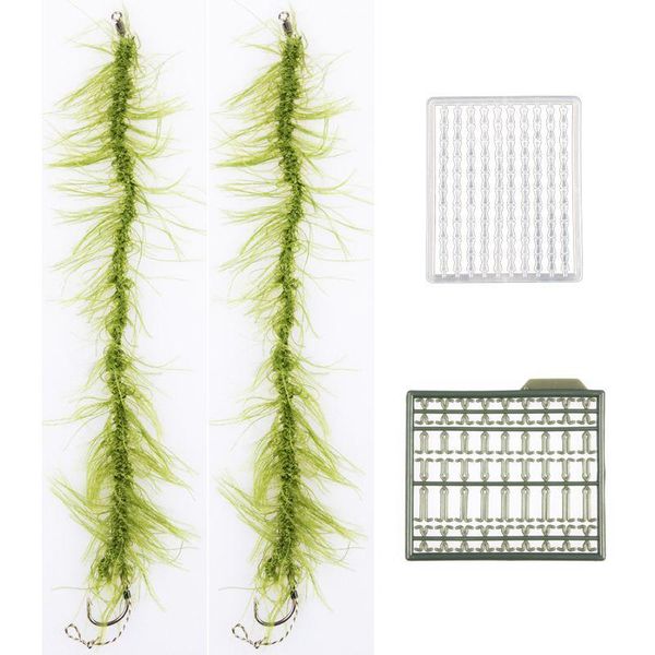 

fishing hooks 2pcs carp rigs ready made hair terminal tackle hook line + bait s ,4#