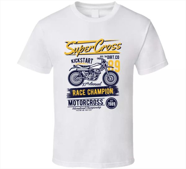 

super cross motorcycle motorcrossr champions vintage challenge sport t-shirt new, White;black