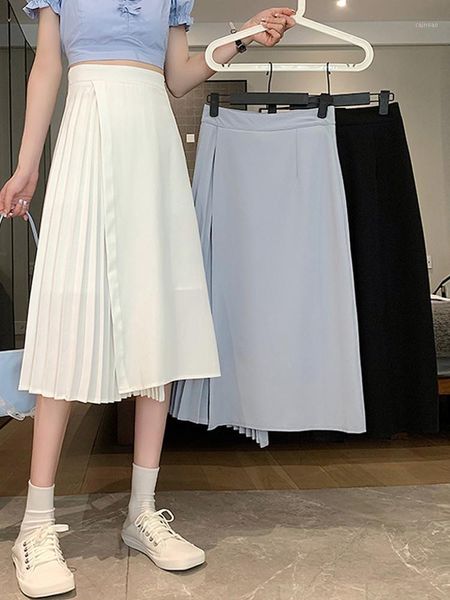 

spring white pleated skirt irregular skirts female, Black