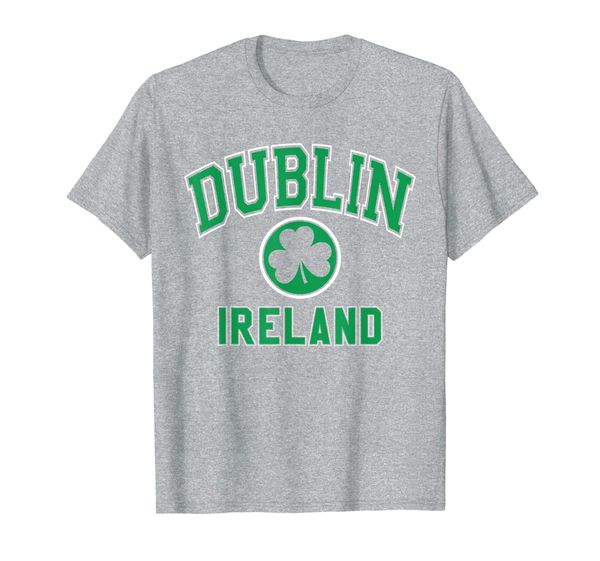 

dublin ireland varsity style shamrock green print t-shirt, White;black