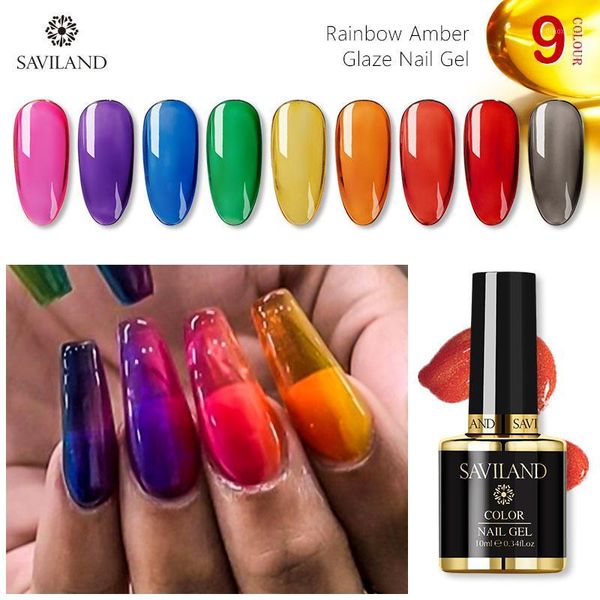 

rainbow amber glasze gel varnish creative nail art polish translucent primer nails manicure1, Red;pink