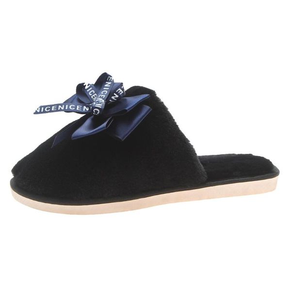 

slippers women shoes woman's home slipper winter non-slip flat closed toe casual house chaussures femme, Black