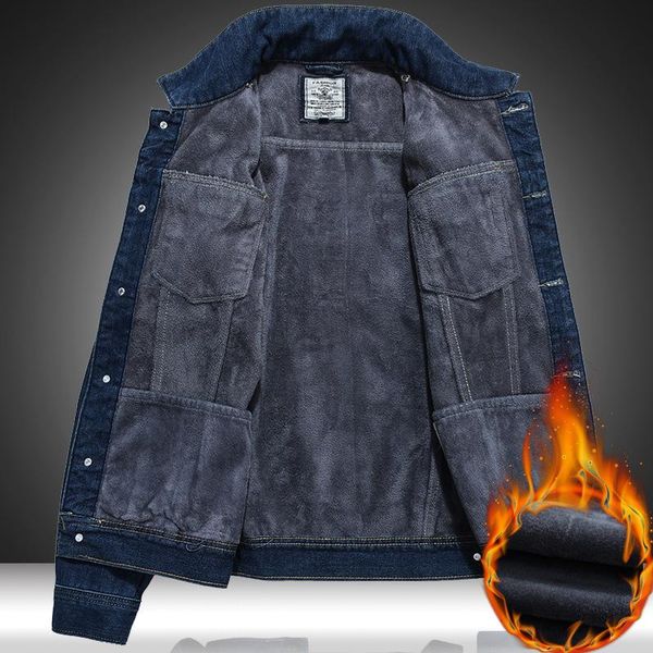 

men's jackets denim jacket warm winter casual bomber male korean style cowboy fashion fleece vintage clothing men blue jean coat, Black;brown
