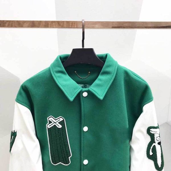 

2023 men embroidery jackets fashion oversized hip hop varsity baseball jacket leather sleeve hi street loose fit letterman coat outerwear, Black;brown