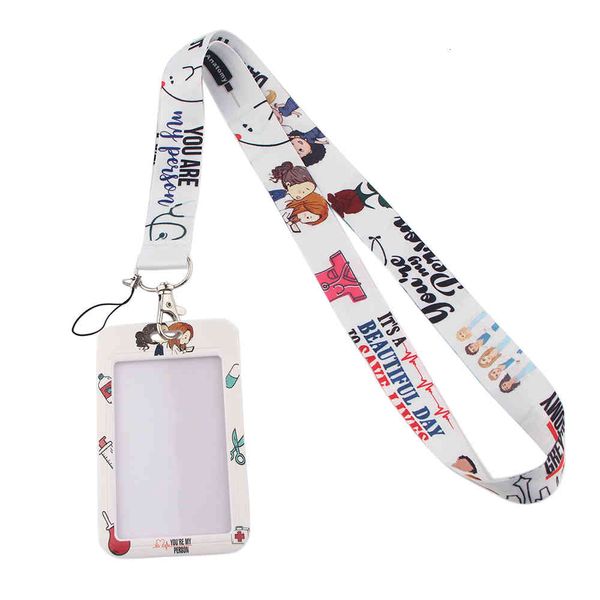 

dz1228 new grey's anatomy tv show doctor nurse neck strap lanyards keychain holder id card pass hang rope lariat lanyard gifts, Silver