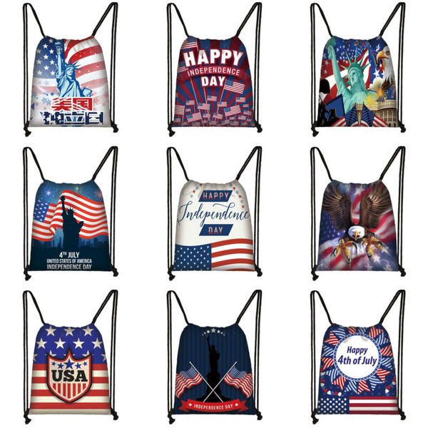 

school bags backpacks drawstring pocket american independence day polyester double shoulder large capacity bag travel outdoor g4e1eks