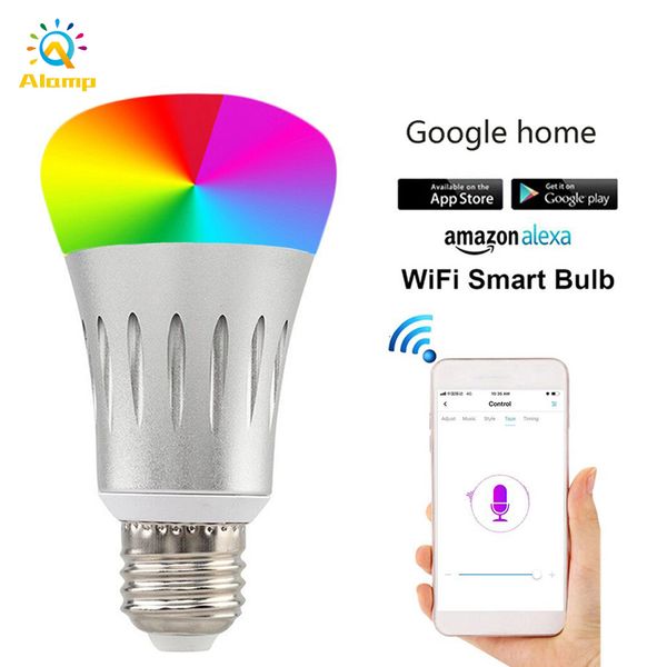 

wifi led bulbs e27 e14 b22 e26 rgbw smart light bulb aluminum timer indoor lighting lamp compatible with alexa google home assistant