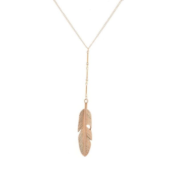 

pendant necklaces bohemia elegant feather dainty long chain necklace accessories boho jewelry for women birthday party gift, Silver