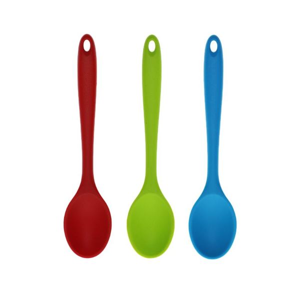 

dinnerware sets 3pcs non-stick silicone soup spoons dinner tableware for cooking long handle kitchen bbq supplies