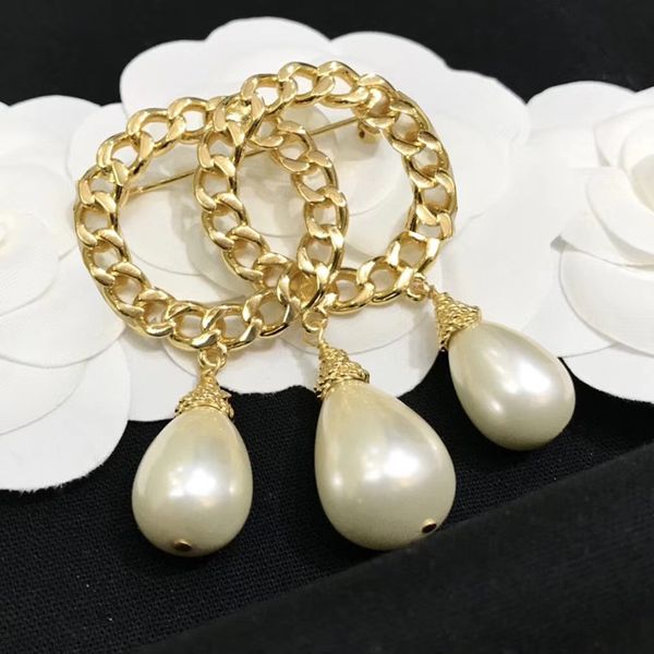 

luxury designer brooches water drop glass pearl chain brooch fashion jewelry party gift l-c13 lan_jewelry2 2022df, Gray