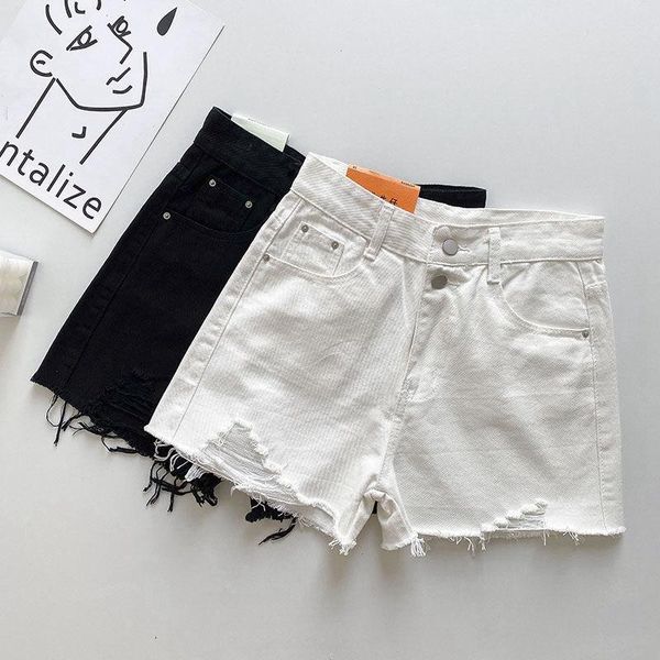 

women's jeans summer women high waist button wigh leg shorts casual female loose fit blue denim versatile clothing