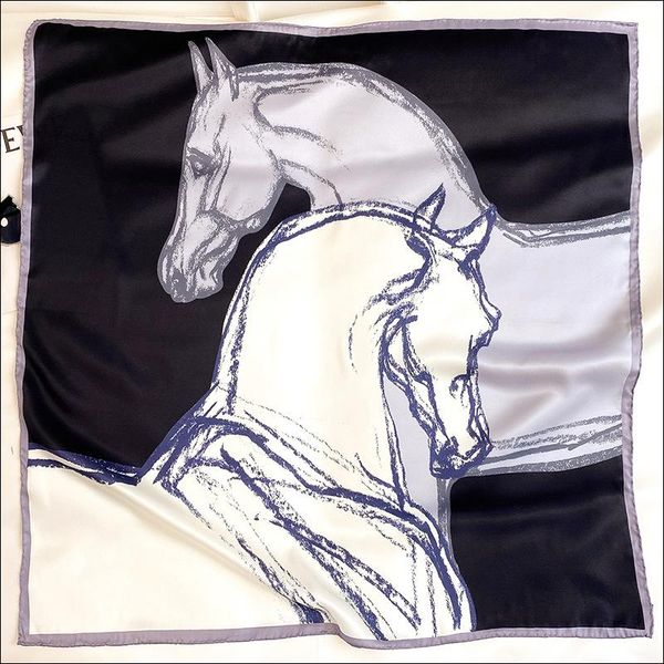 

scarves 100% silk designer scarf shawl square bandana 90*90cm hand rolled edges foulard satin head, Blue;gray