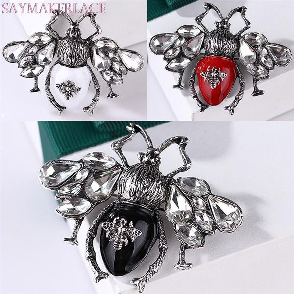 

pins, brooches 1pc brooch 4cm*5cm/1.6in*2in enamel crystal rhinestone bee pin suit women shirt collar jewelry, Gray