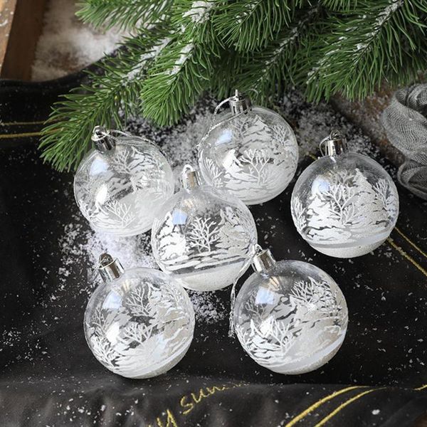 

party decoration 6cm transparent 6 pack christmas balls painted ornaments hanging shopping mall decor wholesale