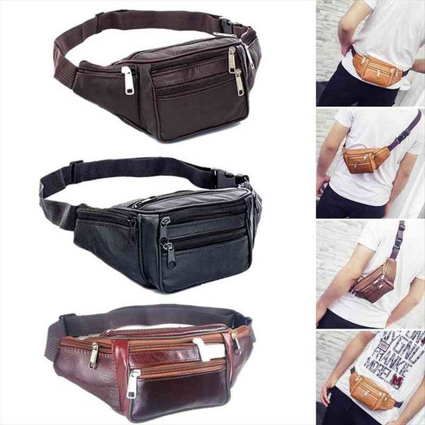

fashion men genuine leather waist bags packs organizer travel pack necessity belt mobile phone bag