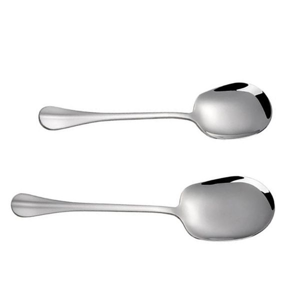 

spoons 2pcs stainless steel self-service dinging hall soup (silver)
