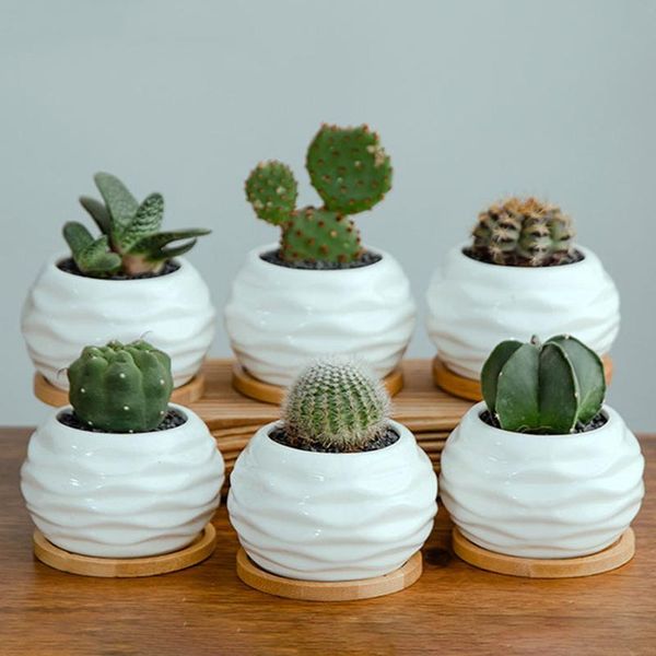 

planters & pots nordic ins glazed white porcelain flower pot wave pattern succulent potted planter ornament home fairy creative gardening