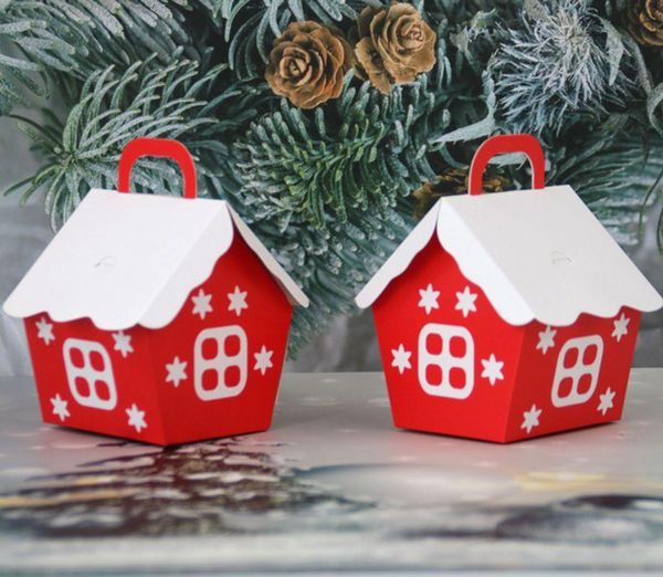 

gift wrap 5pcs christmas red house shape candy bag box cookie bags packaging boxes tree pendant party decorations