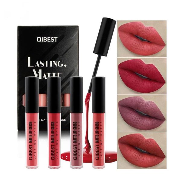 

lip gloss 4pcs liquid lipstick set long-lasting matte stick make up waterproof velvet batom nude cosmetics kit