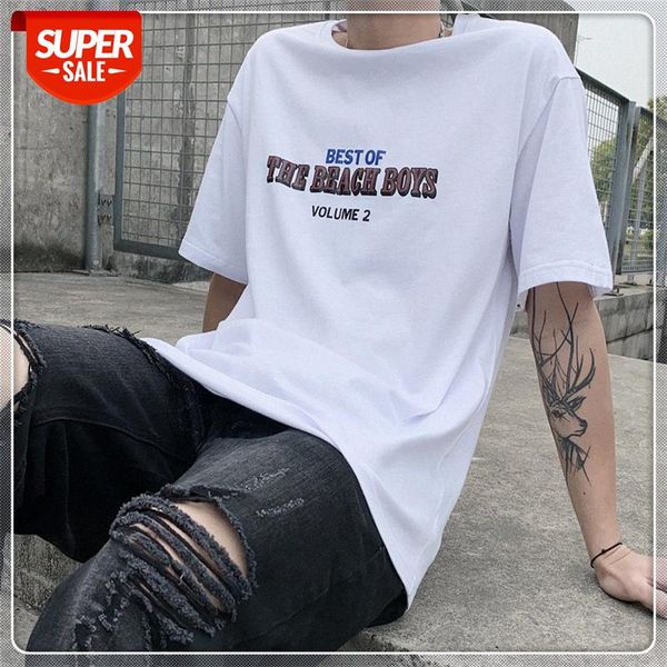 

ins net red with short-sleeved t-shirt oversize loose hip-hop bottoming shirt #vj4m, White;black
