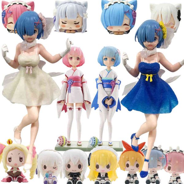 

24cm anime figures re:zero starting life in a different world from zero emilia rem ram action figure pvc model toys gift aa220311
