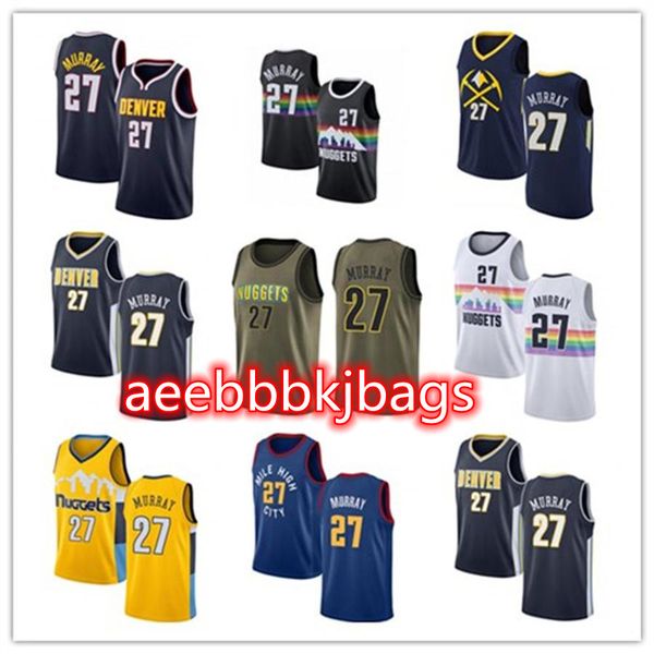 

2021 jamal custom men women youth 27 murray basketball jerseys red blue jersey leave number name, Black;red