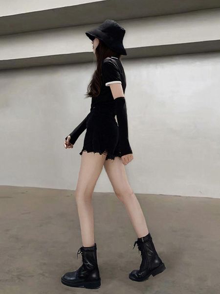 

boots women's 2021 autumn and winter lace-up platform motorcycle ankle, Black