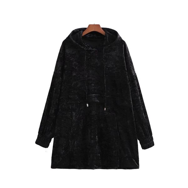 

women's hoodies & sweatshirts casual woman black loose long thick veet 2021 winter fashion ladies warm hooded female oversize