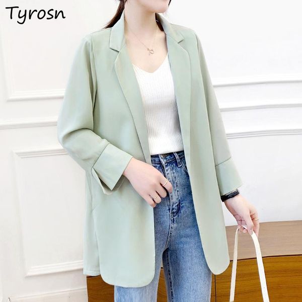 

women's suits & blazers women solid temperament daily loose leisure office lady chiffon cozy slit stylish elegant female all-match tend, White;black