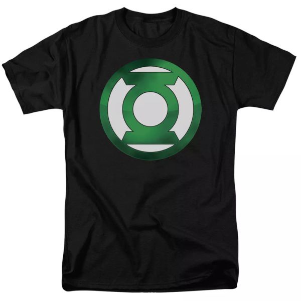 

green lantern - green chrome logo t-shirt dc comics sizes s-3x new, White;black