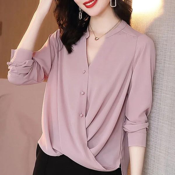 

women's blouses & shirts chiffon shirt women 2021 style plus size temperament is thin, covering belly blouse noble lady, White